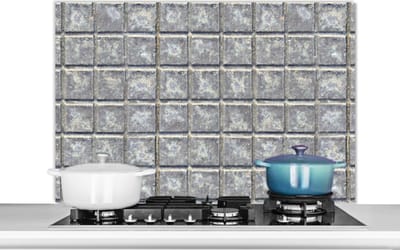 Spatscherm keuken 100x65 cm - Kookplaat achterwand Tegels - Metaal - Patronen - Muurbeschermer - Spatwand fornuis - Hoogwaardig aluminium