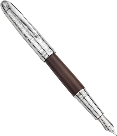 Vulpen met Fijne Nib, Natuurlijke Houten en Metalen Afwerking, Inclusief Pennendoos en Perfect voor Schrijven