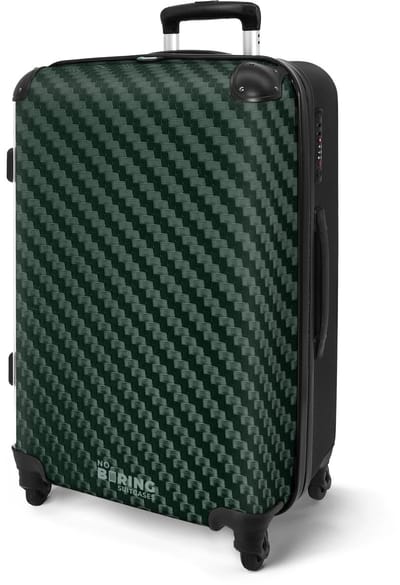 NoBoringSuitcases.com® - Koffer groot - Rolkoffer lichtgewicht - Groene carbonstructuur - Reiskoffer met 4 wielen - Valies grote trolley XL op wieltjes - Harde reistrolley met TSA slot - 20 kg bagage - Reizen