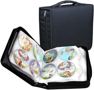 QIN® CD Koffer - DVD Hard Kunststof Hoesje Houder - CD Organiser Portemonnee - Zwart - 34cm x 31cm x 11cm