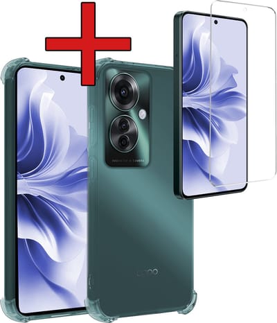 Hoesje - Met Screenprotector - Geschikt voor OPPO Reno 11F - Sterk & Shockproof - Back Cover - Siliconen Case - Telefoon Hoes - Shock Proof - Telefoonhoes - Transparant