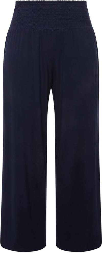 Ulla Popken - Dames - Marlene-broek wijde pijpen brede elastische tailleband - Nachtblauw - Maat 42+