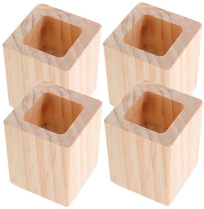 Dailygoods - BESPORTBLE 4 stks Houten Bed Risers, Vierkante Meubels Been Extenders, Stoel Sofa Tafel Voeten Beschermers voor Thuisgebruik