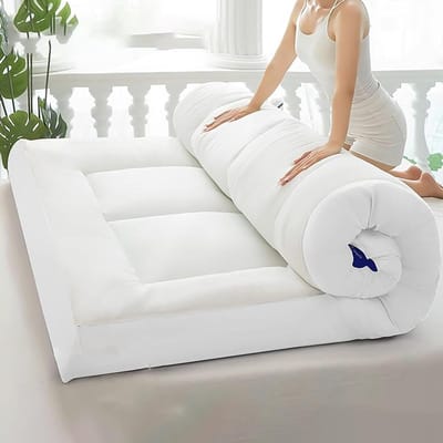 Japanse mat - Oprolbare slaapmat - Kamperen en thuis - Zacht en ondersteunend - 90x200x10 cm - Wit