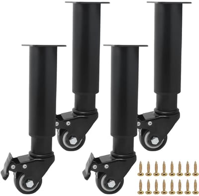 Dailygoods - In hoogte verstelbare poten met wieltjes, 4 stuks, meubelwielen, verstelbaar 360 graden, meubel/tafelpoten 245-360 mm, met wieltjes, voor bank, bed, kast