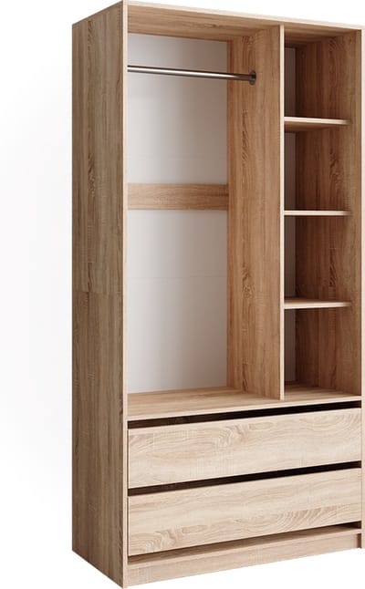 Vicco Elmo Garderobekast – 100 x 200 cm met 2 laden Sonoma