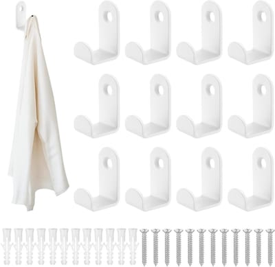 Set van 13 Witte Kledinghaken van Metaal voor Muurbevestiging - Ideaal voor Slaapkamers, Badkamers en Woonkamers, Perfect voor Jassen, Handdoeken en Kleding