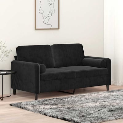 vidaXL - Tweezitsbank - met - sierkussens - 140 - cm - fluweel - zwart