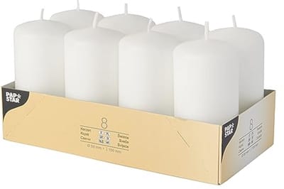 Stompkaarsen Wit - 8 Stuks - Ø 50 mm - 100 mm - Brandduur 16 Uur