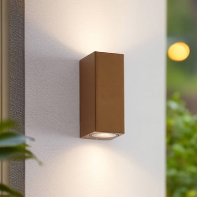 Lucande - Wandlamp buiten - 2lichts - Gegoten aluminium, glas - H: 16.5 cm - GU10 - bruin, transparant