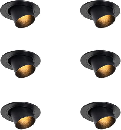 QAZQA installa - Moderne Inbouwspot - 6 stuks - Ø 7.7 cm - Zwart - Woonkamer | Slaapkamer | Keuken