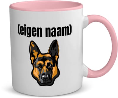 Akyol - hondenkop met eigen naam koffiemok - theemok - roze - Honden - honden liefhebbers - iemand die houdt van honden - verjaardag - cadeau - kado - 350 ML inhoud