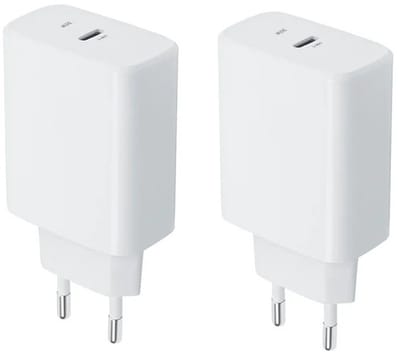 2 stuks OneOne 30W super snellader. Witte oplader met USB C. PD en Quick Charge lader adapter past op Universeel Microsoft, LG, Lenovo, HTC, Honor, Samsung Galaxy, Motorola Moto, Google Pixel, Kobo (Rakuten), Apple iPhone / iPad