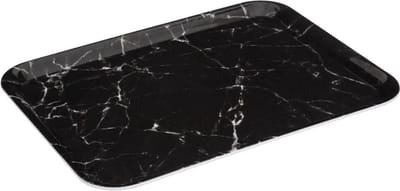 5Five Dienblad/serveer tray Marble - Melamine - zwart - 33 x 43 cm - serveren - dienbladen