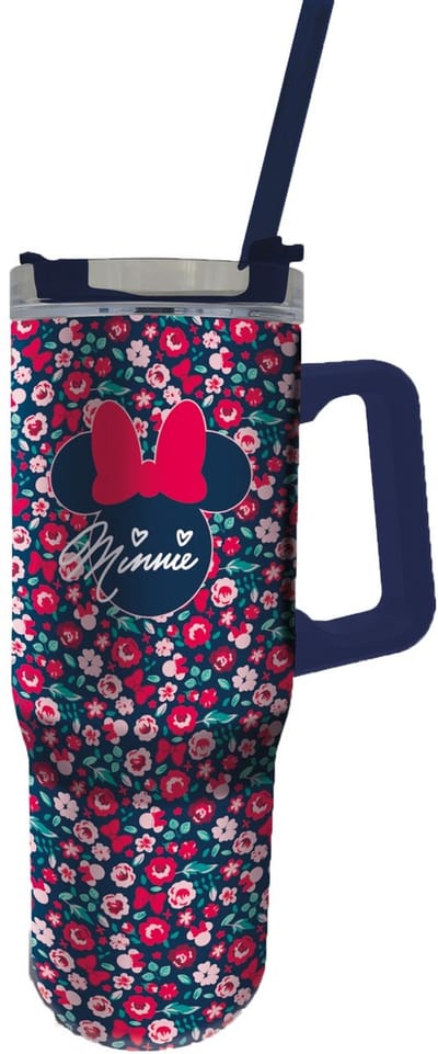 Minnie Mouse XXL RVS Rambler Mug – Geïsoleerde Drinkbeker 1L – Met Handvat en Rietje – Dubbelwandig – Lekvrij – Disney