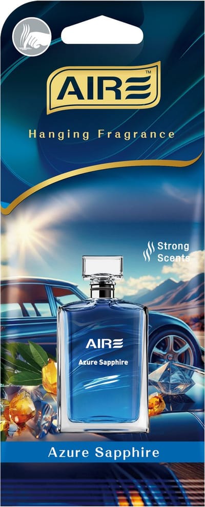 AIRE Luchtverfrisser AZURE SAPPHIRE hanger card voor auto en huis. Sterk geurend