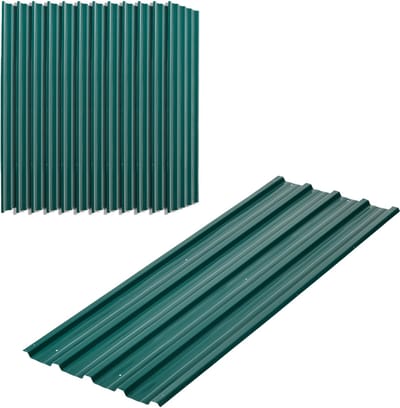 12 Stuks Trapeziumvormige Metalen Platen 129x45cm 7m² Gegalvaniseerde Dakplaat 0,25 mm Weerbestendige Profielplaat Groen