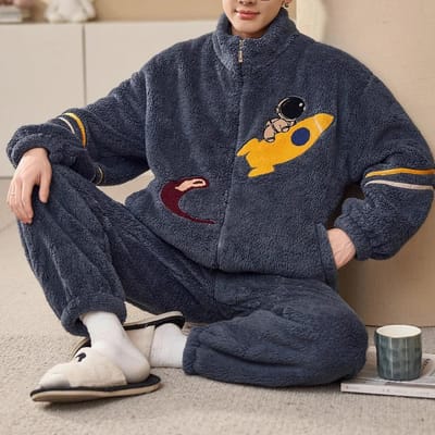 Man Winter Warm Slaapkleding Pyjama Set Heren Flanellen Pyjama Nachtkleding Huiskleding Velours Koraalfleece 6XL Plus Size Pijama 5XL black