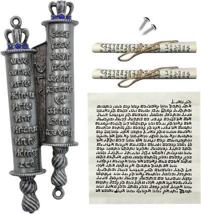 Mezuzah Deurdecoratie van Metaal met 2 Rollen voor Joodse Geschenken en Huiswarming, Perfect voor Feestdagen zoals Kerst en Pasen (Grijs)