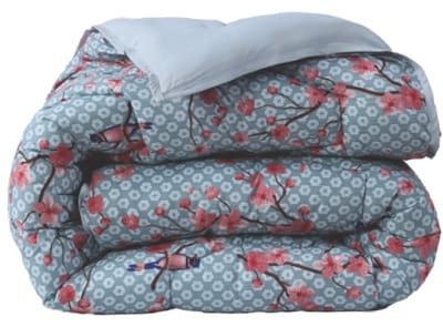 Dekbed Zonder Overtrek Japon Blue | Easy Dekbed Uni Onderzijde | 200 x 200/220cm + 2 kussenslopen
