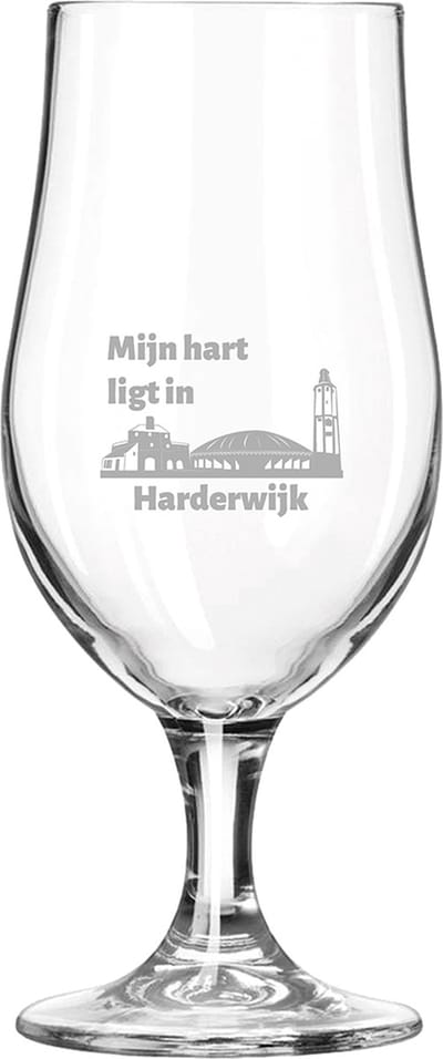 Gegraveerde bierglas op voet 49cl Harderwijk
