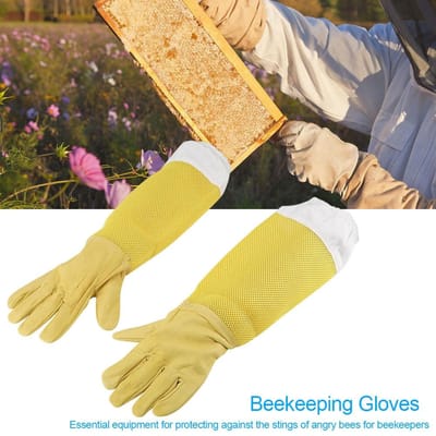 Bijenhouderij Beschermende Handschoenen met Lange Gaas Huls Beginners Bijenhouders Werkgereedschap XL beige