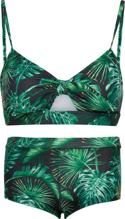 Bikini hipster broekje en top met strik -Monstera leaf 140-146