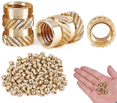 Set van 100 Messing Drukmoeren, Knurled M3 Draadinvoeren voor 3D-printen, Geschikt voor Kunststof Onderdelen en Bevestigingen