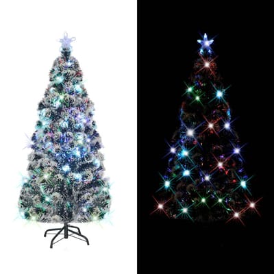 vidaXL - Voorverlichte - kerstboom - met - standaard - en - LED - 150 - cm - glasvezel