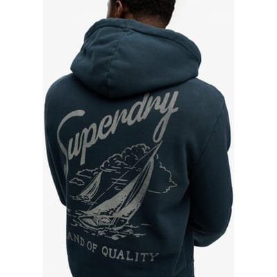 Superdry Lo-fi Dockside Hoodie met Borduursel Blauw Grootte: M