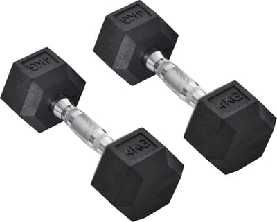 Hexagon Dumbbells Set van 2 - Gietijzeren Dumbbell Gewichten 2 x 4 KG voor Thuis en Sportschool