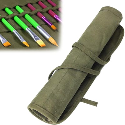 Dailygoods- Penseeltas Duurzaam - Penseelroltas - Canvas Tas - 22 Vakken - Opvouwbaar - Bescherming tegen Beschadigingen - Penseelrol