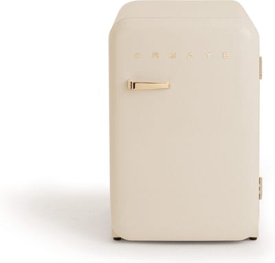 CREATE - Koelkast in retrostijl - Gebroken wit - Handvat Goud - FRIDGE RETRO 107L