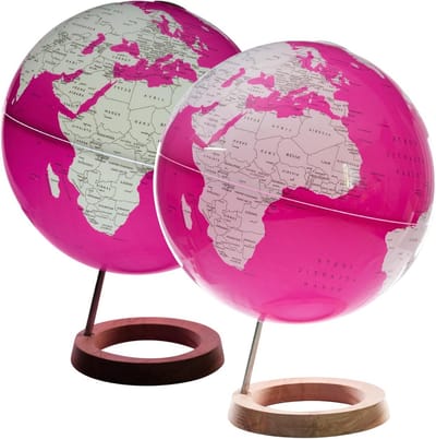 Verlichte Wereldbol 33 cm met Houten Basis - LED Nachtlamp en Educatieve Kaart