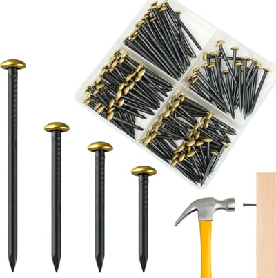 Stalen Spijkers Set - Kopnagels Foto - Zonder Boren - Roestvrij Buigvast - 20-40 mm - Goudkleurig