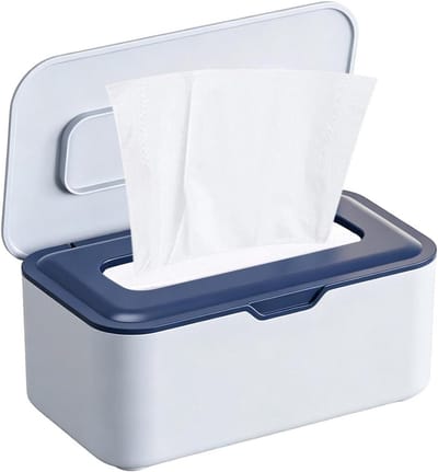 Doekjescontainer Navulbaar - Doekjeshouder Doos - Hygiënisch Doekjes Gebruik - Strakke Dekselstofblokkering - 20x125x9cm - Blauw