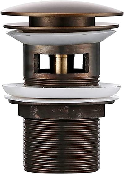 Afvoerstoppers Gootsteen - Badkamer Afvoer - Water Dicht Maken - Pop-up Systeem - 66 mm Diameter - Geborsteld Antiek