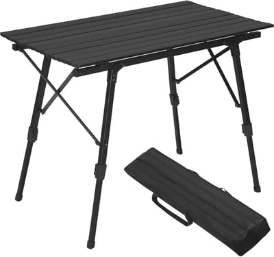 Inklapbare Aluminium Campingtafel met Opbergtas - Hoogte Verstelbaar, 90 x 52,2 cm