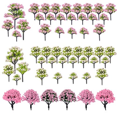 50 Stuks Roze Modelbouw Bomen voor Landschapsdecoratie en Modellandschappen