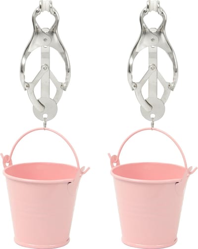 Banoch Tepelklemmen - Cloverclamps met emmertje - roze - bdsm
