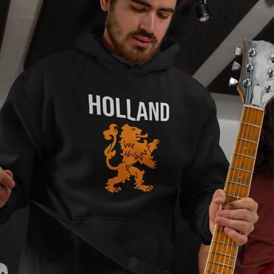 Zwarte EK WK Koningsdag Hoodie Holland Leeuw 2 Kleuren - Maat XS - Uniseks Pasvorm - Oranje Feestkleding