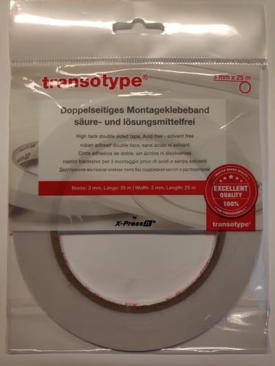 Transotype Dubbelzijdig Montageplakband Zuurvrij 3 mm x 25 m