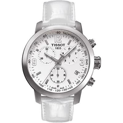 Tissot PRC 200 Serie Quartz Uurwerk 200M Waterbestendig Horloge 42Mm Wit Wijzerplaat Roestvrijstalen Kast Leren Band Heren horloges T055.417.16.017.00 Regular Watch Box,White Dial white
