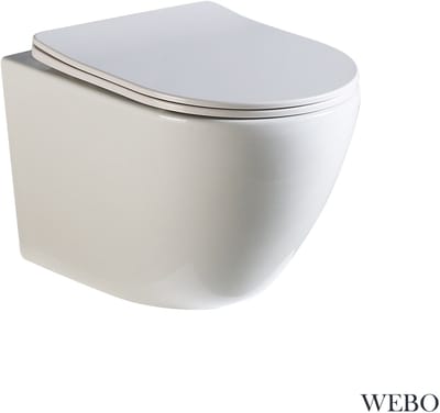 WEBO Odin Toilet Hangend Glans / Glanzend Wit Randloos – Kwaliteit & Design (Inclusief zitting)