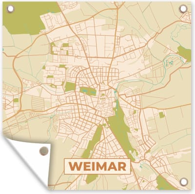 Tuin poster Weimar - Plattegrond - Kaart - Vintage - Stadskaart - 200x200 cm - Tuindoek