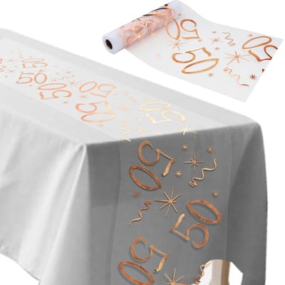 Tafelloper - Op maat te knippen - Voor en jubileum - Roségoud - 28 cm x 10 m