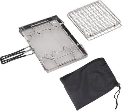 Kampeer Broodrooster - Outdoor Toaster Grill - Ontbijt Bereiden - Gelijkmatige Warmte - 25.5 x 15 cm - Zilver
