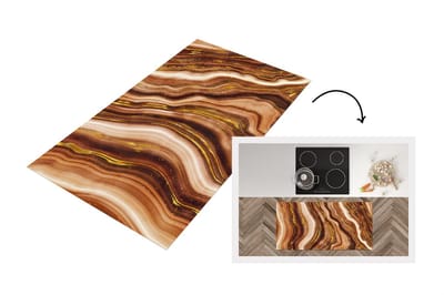 Keukenloper - Loper keuken - Marmer - Bruin - Patronen - 120x60 cm - Keukenloper vinyl