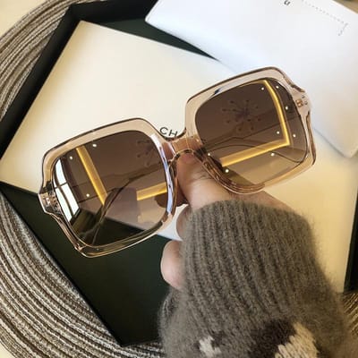 Zonnebrillen Dames Vintage Oversize Vierkant Groot Frame Dames Zonnebril Zwart Mode Gradiënt Vrouwelijke Brillen brown