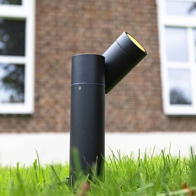 Set van 9 Pinero LED prikspots - GU10 4W 345lm - Dimbaar - Kantelbaar - 4000K - IP64 - Zwart - Tuinspot - Inclusief installatiemateriaal (Kabel & connector)